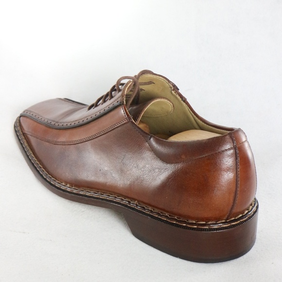 STACY ADAMS Cognac Leather Bicycle Toe Oxfords - Picture 3 of 8